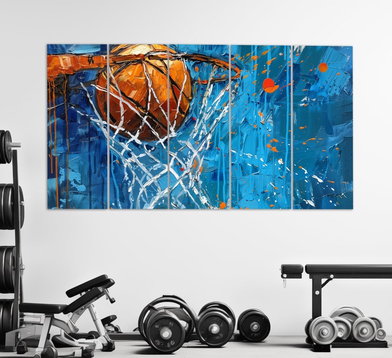 Abstract Basketball Canvas Print in an Oil Painting Style, Basketball ...