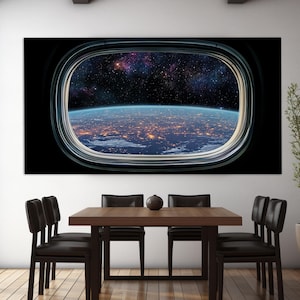 View of Space from the Shuttle Canvas Print, Space Wall Art, Spaceship Poster, Spacecraft Poster, Planet Earth Wall Art, Window to Space