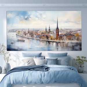 Hamburg Canvas Print in a Vintage Oil Painting Style, Abstract Hamburg Wall Art, Neutral Colors Hamburg Painting, German Wall Decor