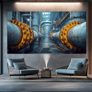 Industrial Canvas Print, Large Factory Wall Art, Plant Poster, Industrial Wall Decor, Factory Wall Art, Engineer Office Wall Decor