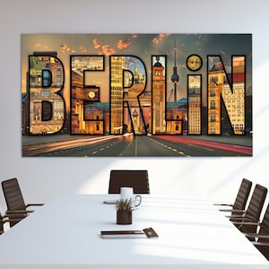 Berlin Sign Canvas Print, Abstract Berlin Wall Art, Berlin Painting, German Wall Decor, Germany Canvas Art, Berlin Poster