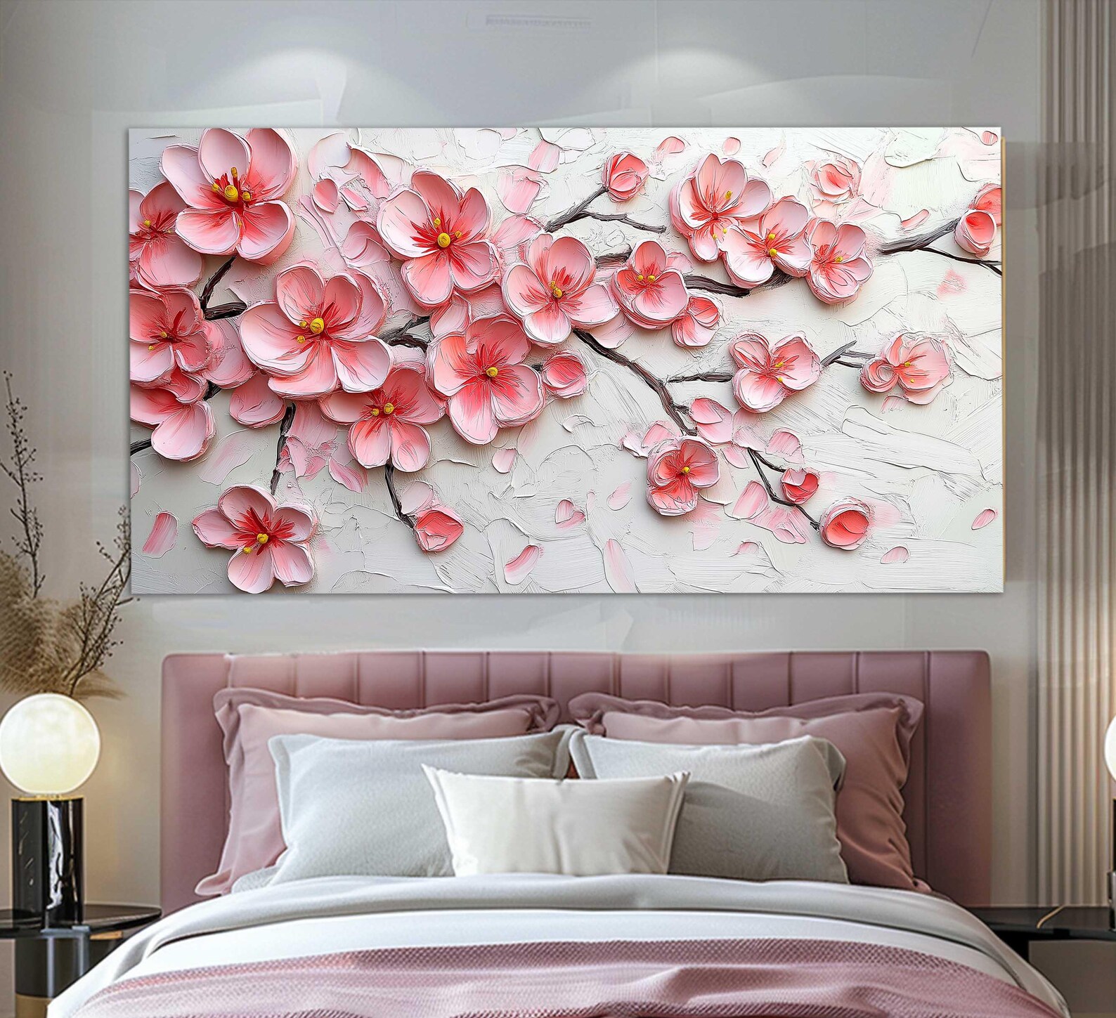 Abstract Cherry Blossom Canvas Print, Japanese Cherry Painting, Soft ...