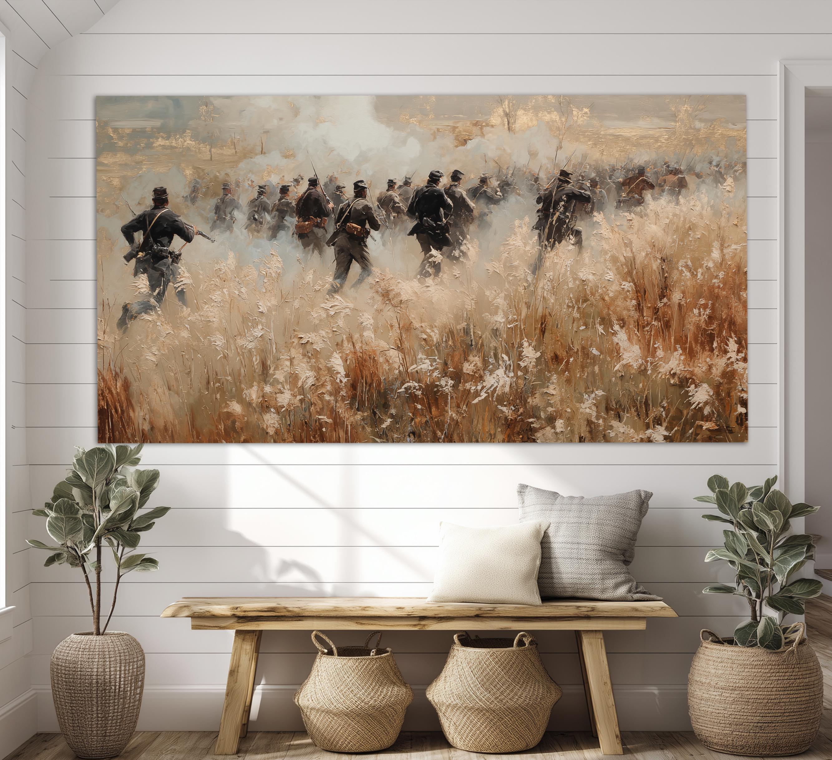 American Civil War Canvas Print in a Vintage Oil Painting Style ...