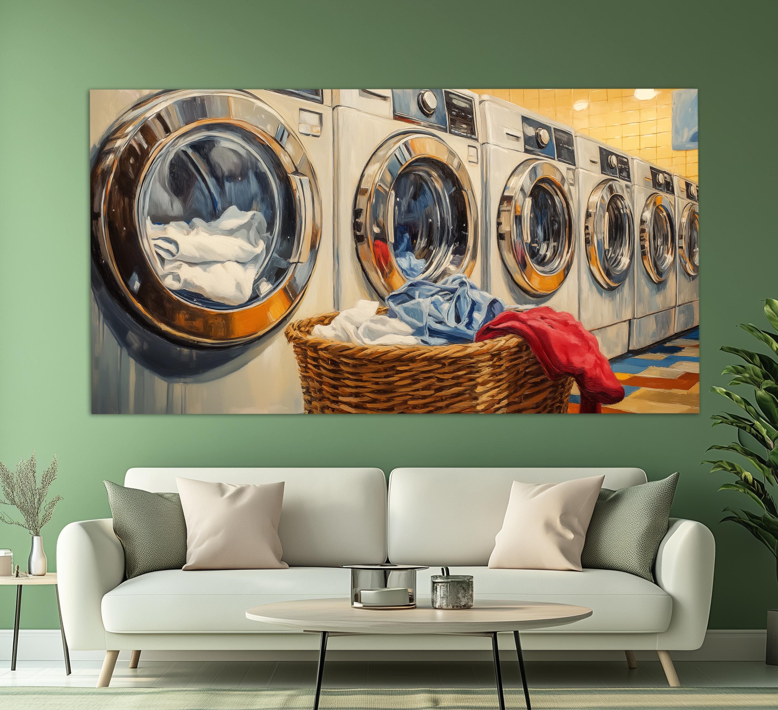 Large Washing Machines Canvas Print, Laundry Wall Decor, Laundry Wall ...