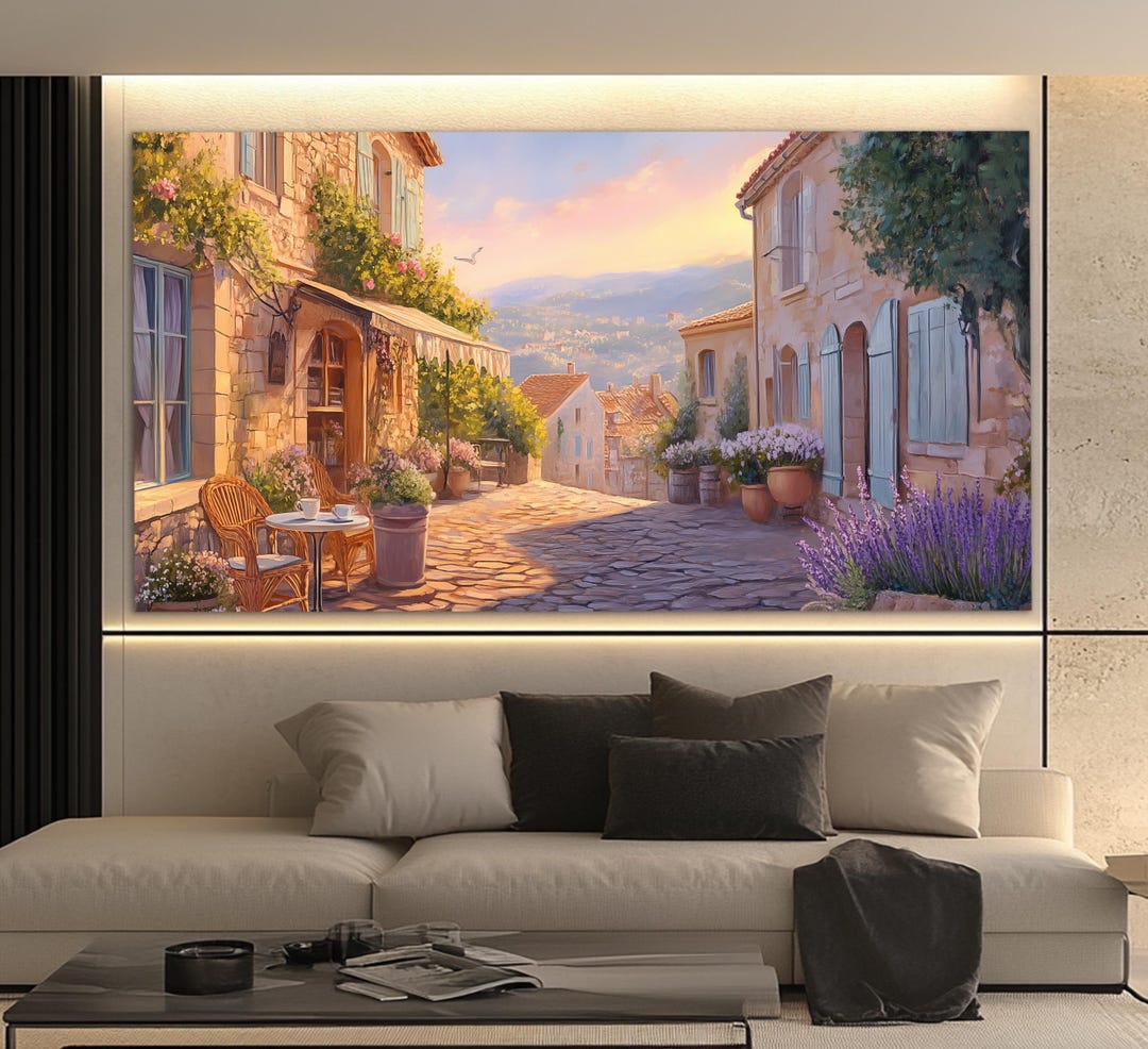 Scenic Provence Village Canvas Print in an Oil Painting Style, Scenic ...