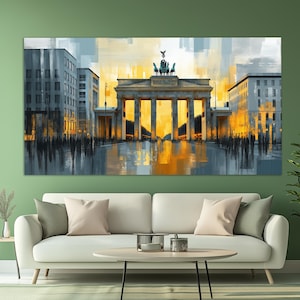 Brandenburg Gate Abstract Canvas Print in a Vintage Oil Painting Style, Berlin Wall Art, Berlin Painting, German Wall Decor, Germany Print