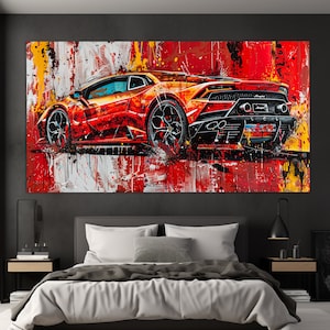 Lamborghini Huracan Canvas Print in a Painting Style, Lamborghini Wall Art, Lamborghini Painting, Lamborghini Pop Art Poster