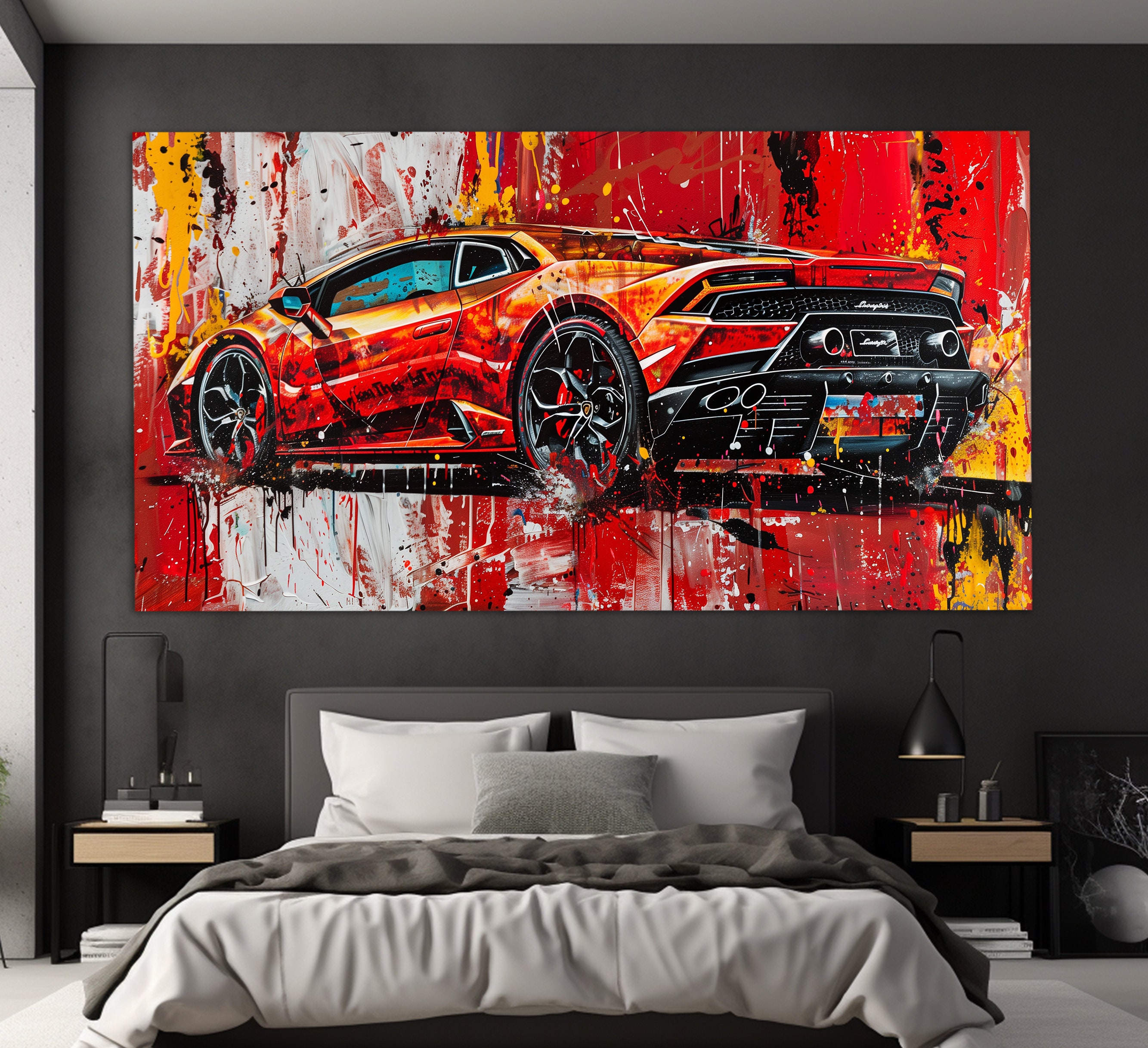 Lamborghini Huracan Canvas Print in a Painting Style, Lamborghini