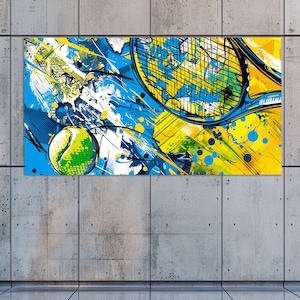 Abstract Tennis Canvas Print in an Pop Art Painting Style, Tennis Wall Art, Tennis Painting, Pop Art Tennis Poster, Tennis Gifts