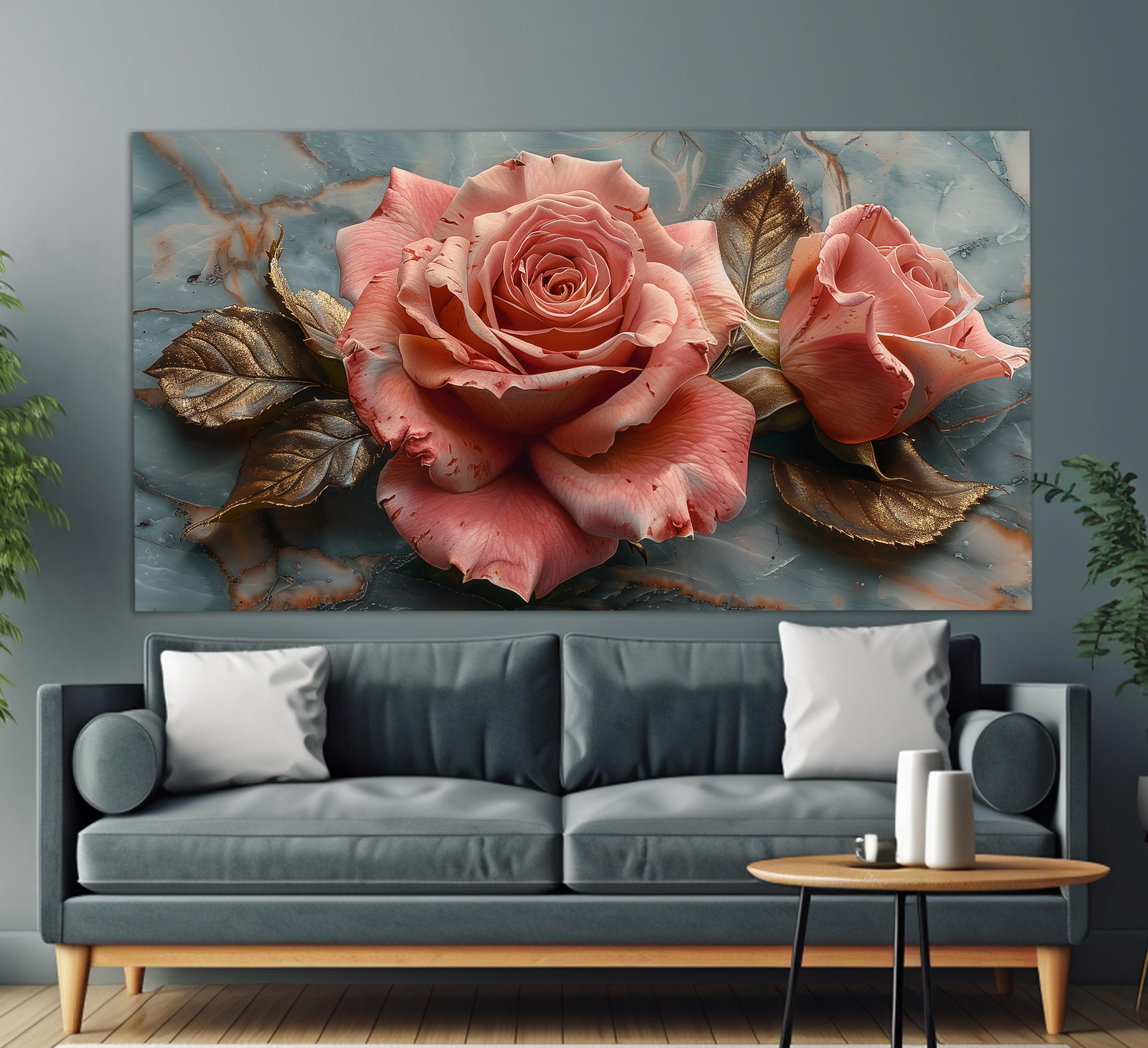 Pink Roses Canvas Print, Floral Wall Decor - Etsy