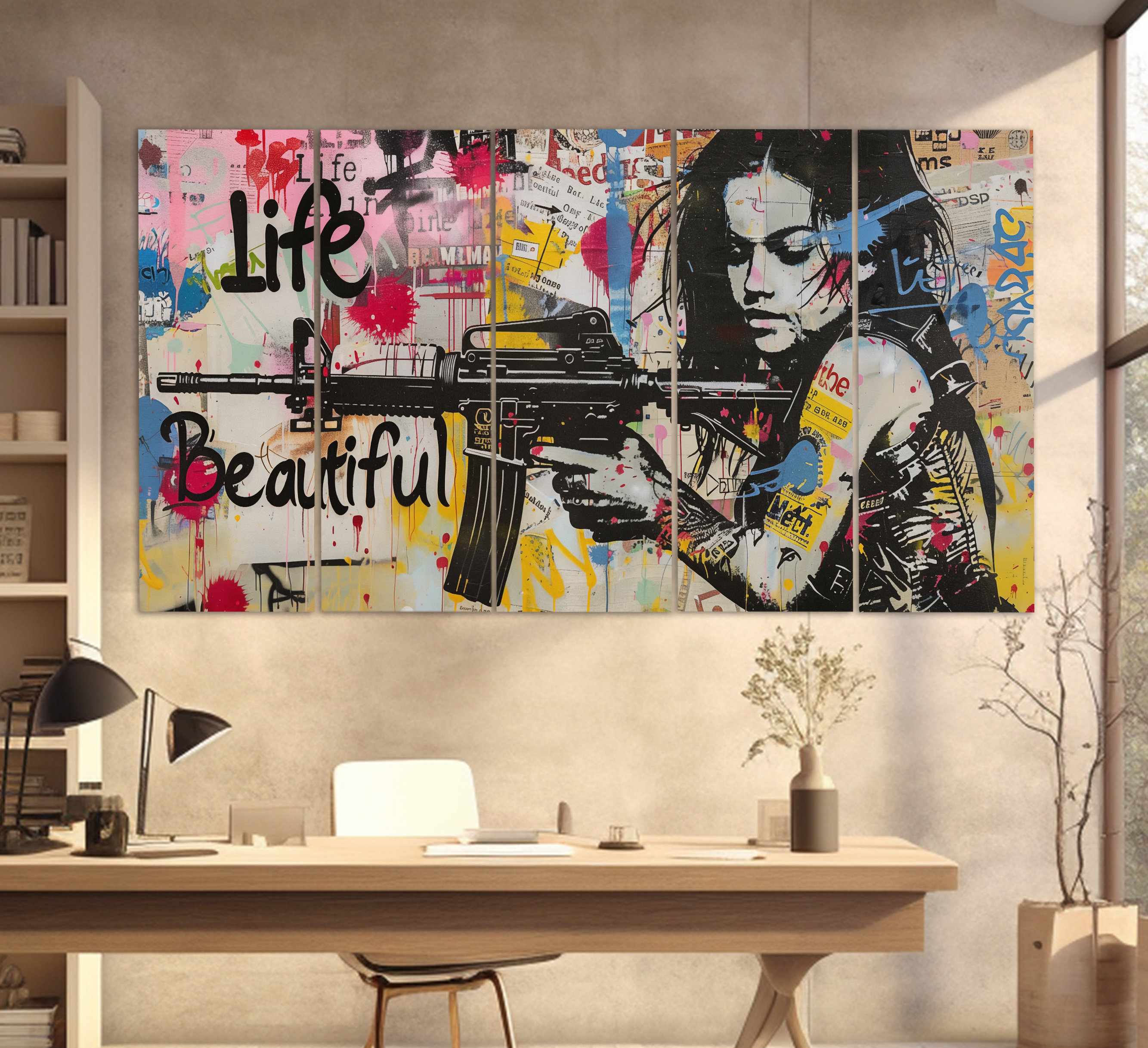 Life is Beautiful Graffiti Canvas Print, Street Art Painting, Graffiti