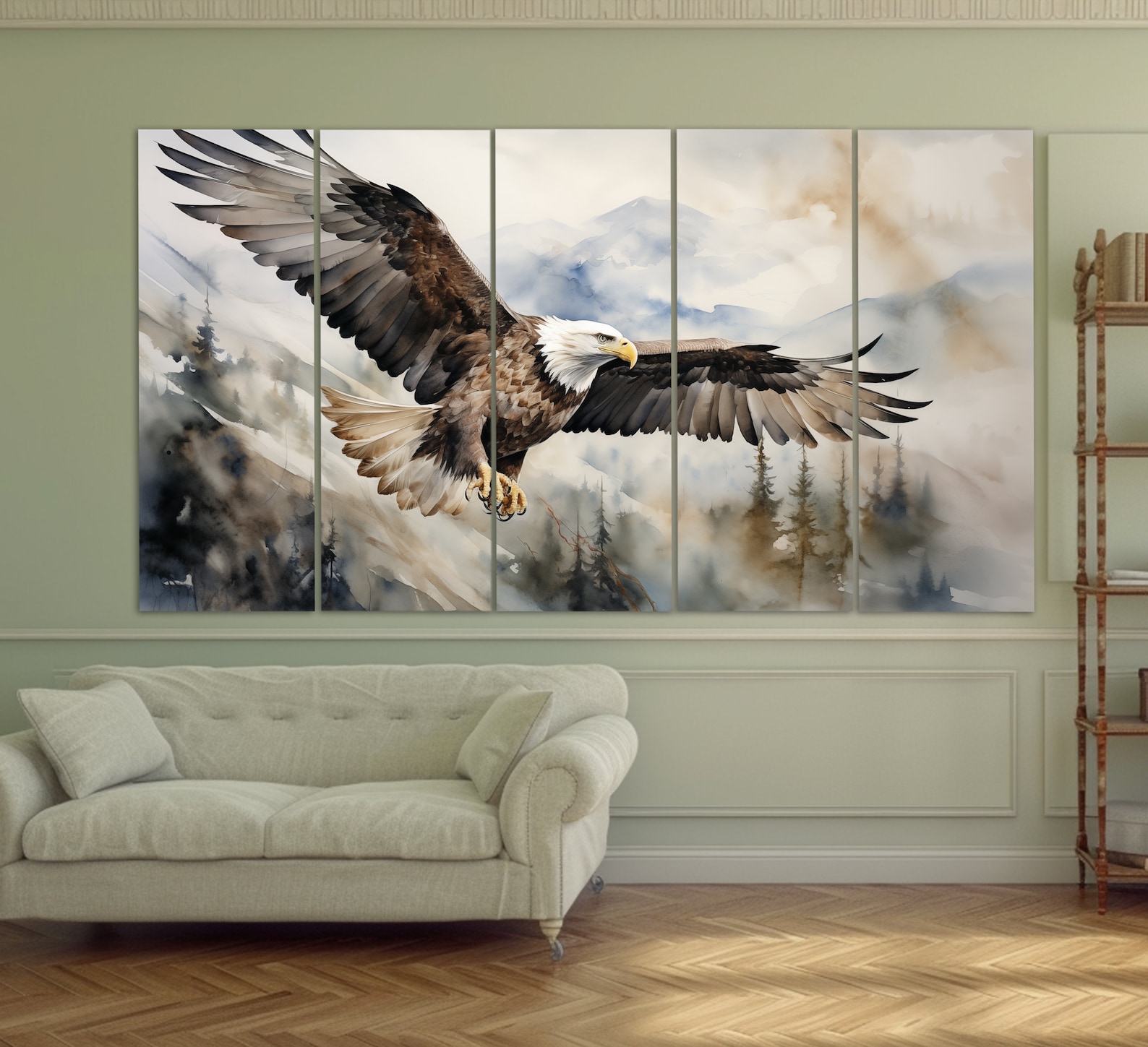 Bald Eagle Canvas Print in a Vintage Oil Painting Style, Animals Wall ...