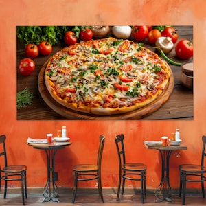 Pizza Canvas Print, Pizza Wall Art, Pizzeria Wall Decor, Baker Gift, Kitchen Wall Decor, Pizza Maker Gift, Kitchen Wall Art
