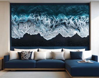 美しい海のキャンバスプリント、海のウォールアート、海の絵画、ビーチキャビンの壁の装飾、海の水のキャンバスプリント、美しい海のウォールアート