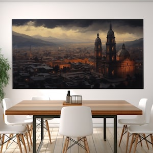 San Luis Potosí Canvas Print, San Luis Potosí Skyline Painting, Mexico Wall Art, San Luis Potosí Poster, Mexican Canvas Art