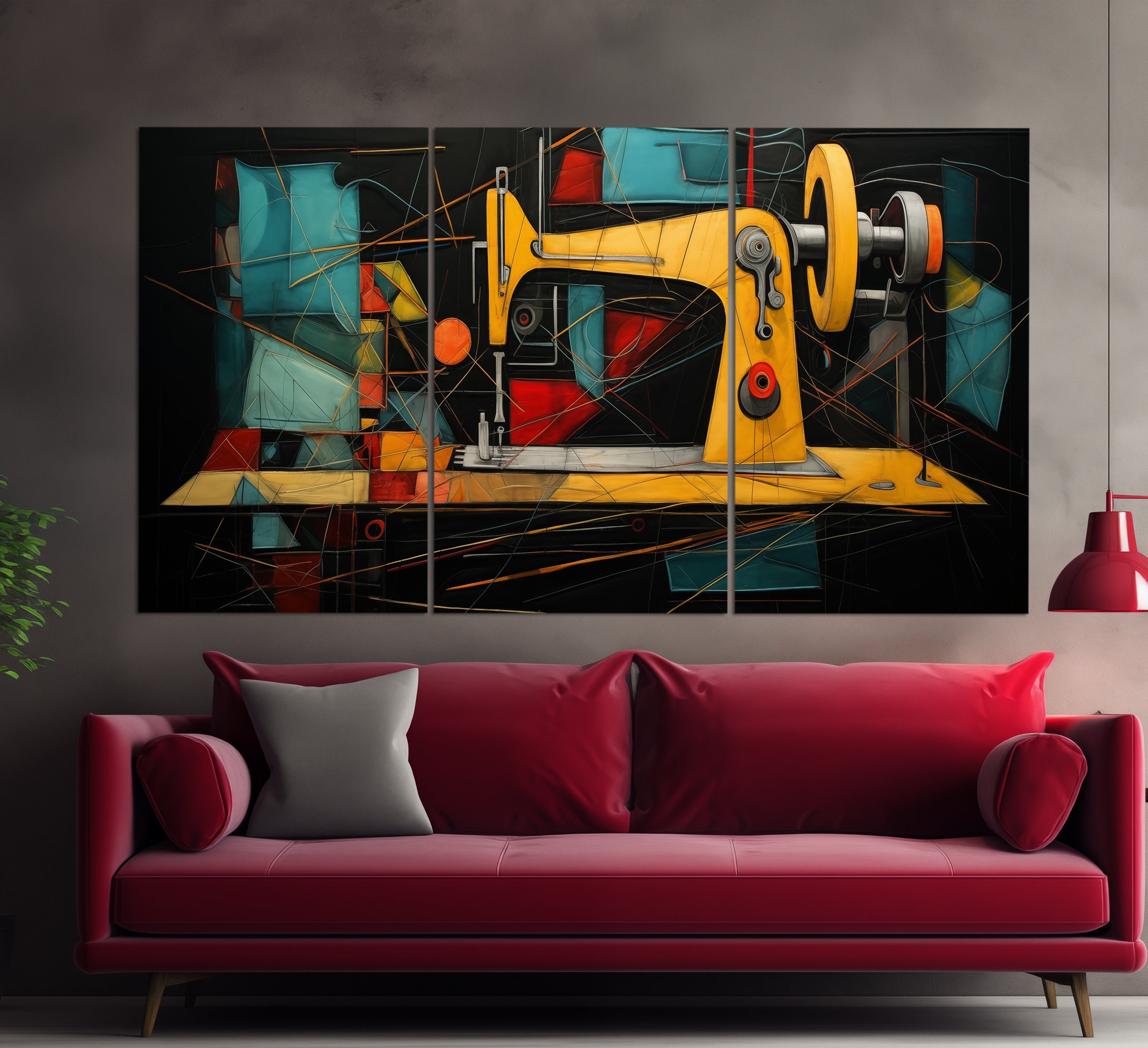 Abstract Sewing Machine Canvas Print, Sewing Wall Art, Seamstress Gift ...