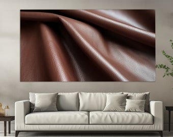 Abstract Brown Eco Leather Canvas Print, Leather Wall Art, Abstract Wall Art, Abstract Leather Texture Canvas Art, Contemporary Wall Decor