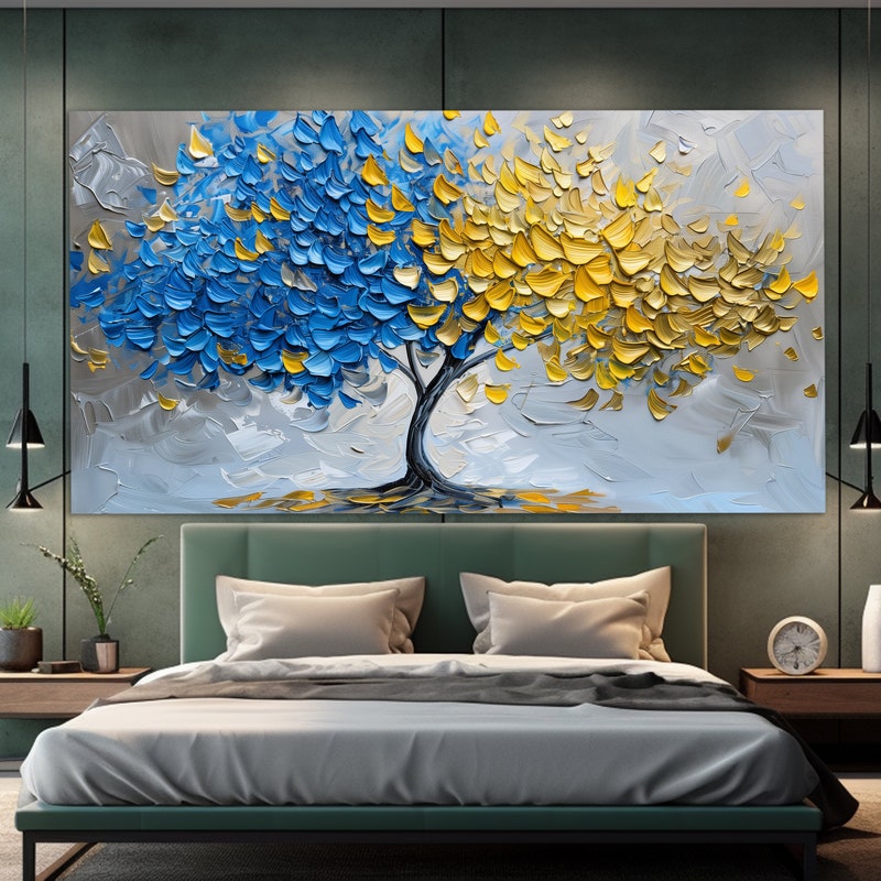 Blue and Yellow Wall Art Etsy