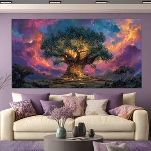 Yggdrasil Tree Canvas Print, Norse Mythology Tree of Life Painting, Tree of Life Wall Art, Norse Wall Decor, Bonsai Tree Print
