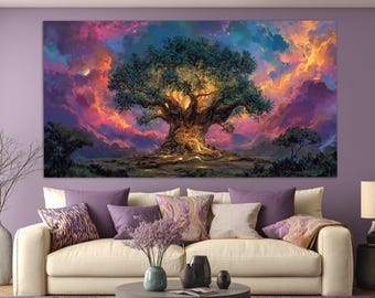 Yggdrasil Tree Canvas Print, Norse Mythology Tree of Life Painting, Tree of Life Wall Art, Norse Wall Decor, Bonsai Tree Print