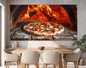 Pizza Restaurant Decor, Pizza Wall Art, Large Pizza Canvas Print, Pizzeria Wall Decor, Baker Gift, Kitchen Wall Decor, Pizza Maker Gift,