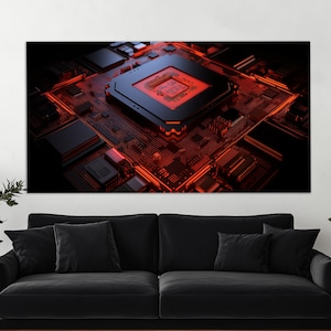 Microprocessor Canvas Print, Computer Wall Art, Abstract Electronic Wall Art, processor Canvas Art, IT Company Wall Decor