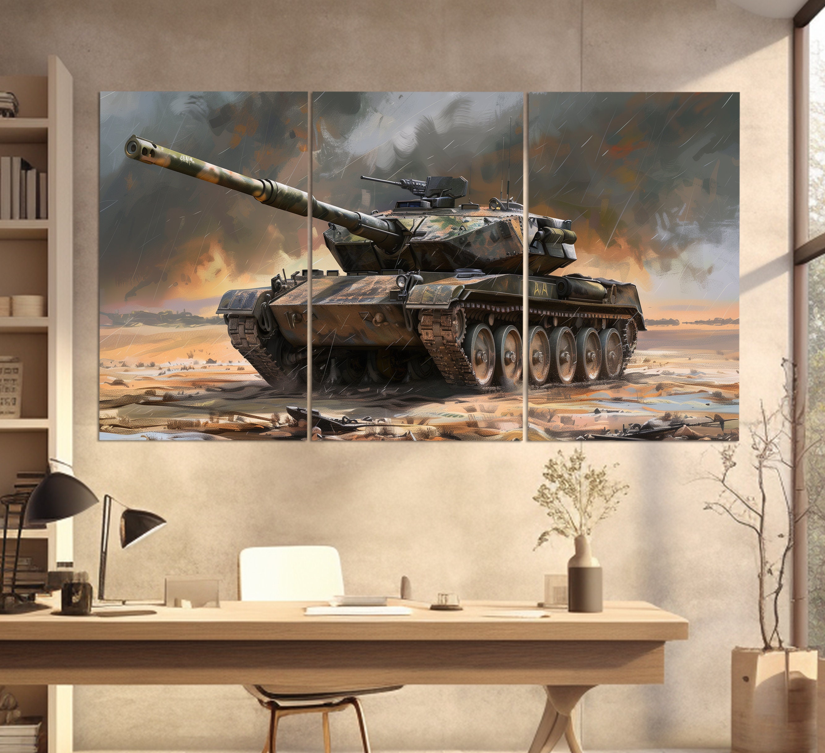 French Light Tank AMX-13/90 Canvas Print, Military Wall Art