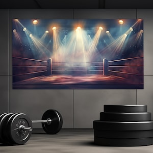Boxing Ring Canvas Print, Abstract Boxing Painting, Gym Wall Decor, MMA Canvas Art, Boxing Canvas Wall Art, Boxer Gift, MMA Gym Decor