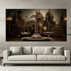 Scales of Justice Canvas Print, Justice Wall Art, Judge Scales Canvas Print, Lawyer Gift, Justice Painting, Law Office Wall Decor