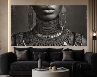 African Beauty Canvas Print, Modern Ethnic Wall Art
