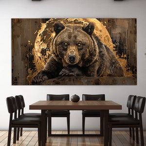 Abstract Bear Canvas Print in an Oil Painting Style, Bears Wall Art, Grizzly Bear Painting, Animals Wall Decor, Bear Portrait Poster
