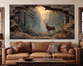 Impressão em tela de veado majestoso, arte de parede com animais da floresta