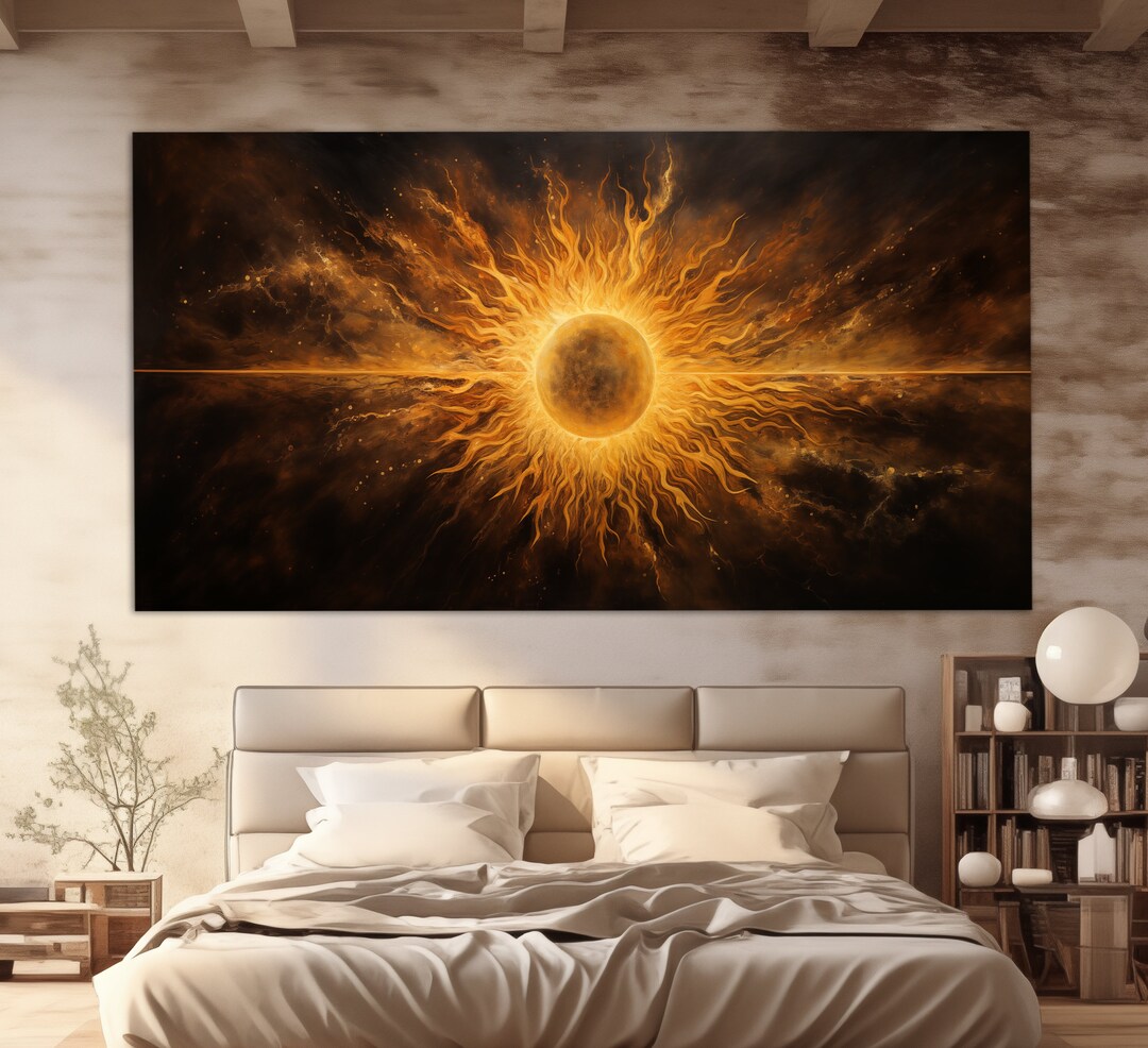 Abstract Sun Canvas Print, Large Sun Painting, Boho Wall Art, Abstract ...