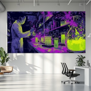 Abstract Science Wall Art, Scientist Canvas Print, Chemistry Class Wall Decor, Laboratory Wall Decor, Biology Wall Art, Virus Lab Decor
