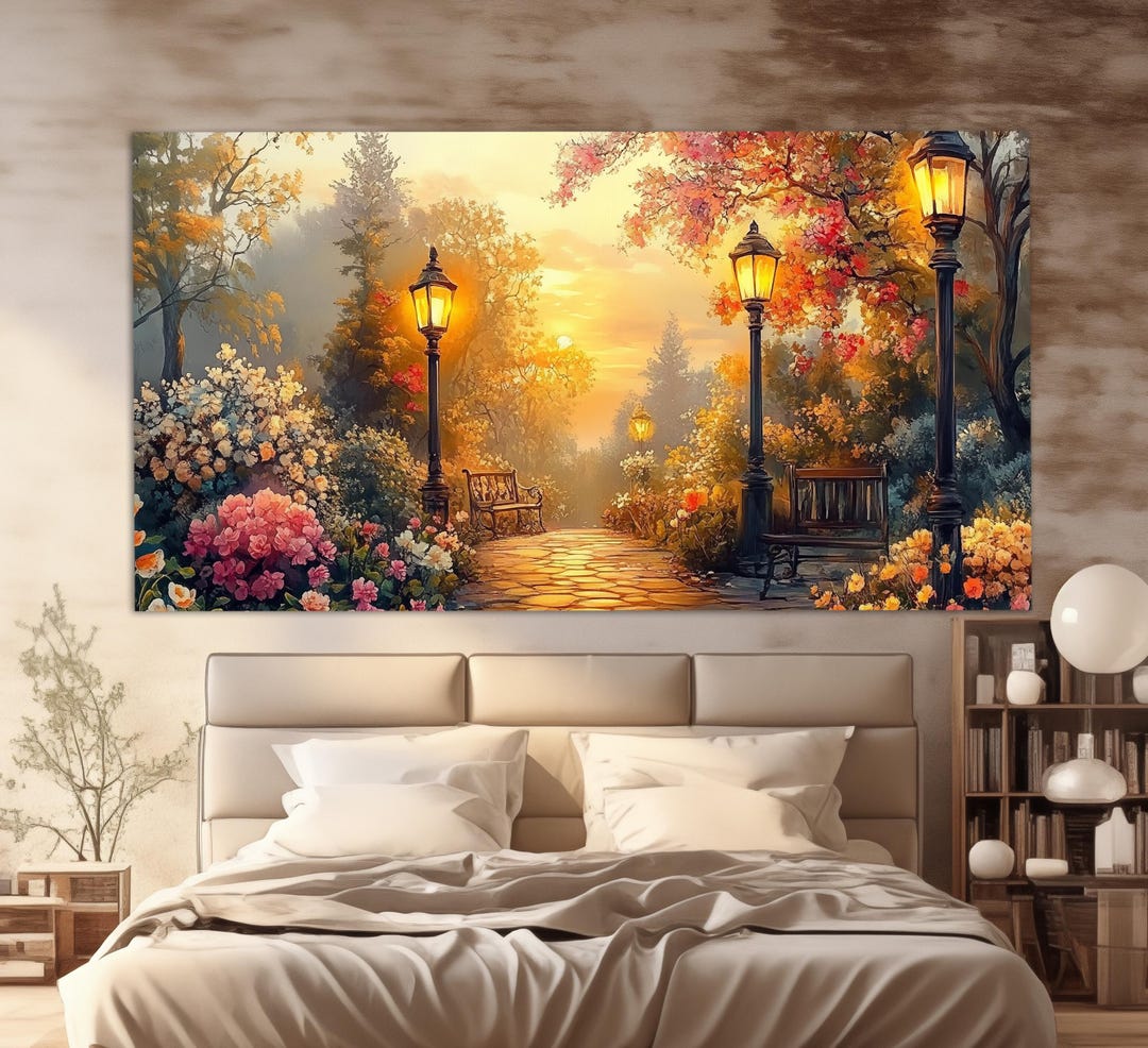 Scenic Park in Provence, France Canvas Print in a Vintage Oil Painting ...