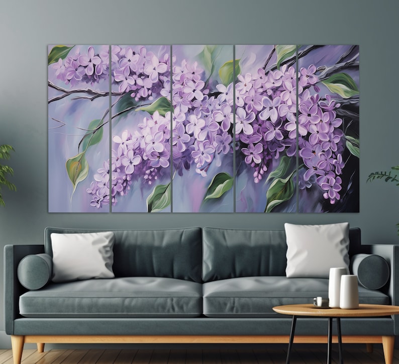 Lilac Flowers Canvas Print, Floral Wall Decor, Romantic Wall Art ...