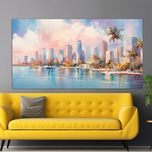 Miami Canvas Print, Neutral Colors Miami Painting, Abstract Miami Wall Art, Miami Poster, Soft Tones Miami Canvas Art