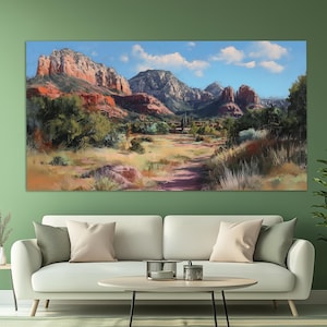 Sedona Canvas Print in a Neutral Oil Painting Style, Arizona Desert Wall Art, Neutral Colors Sedona Print, Arizona Canvas Art