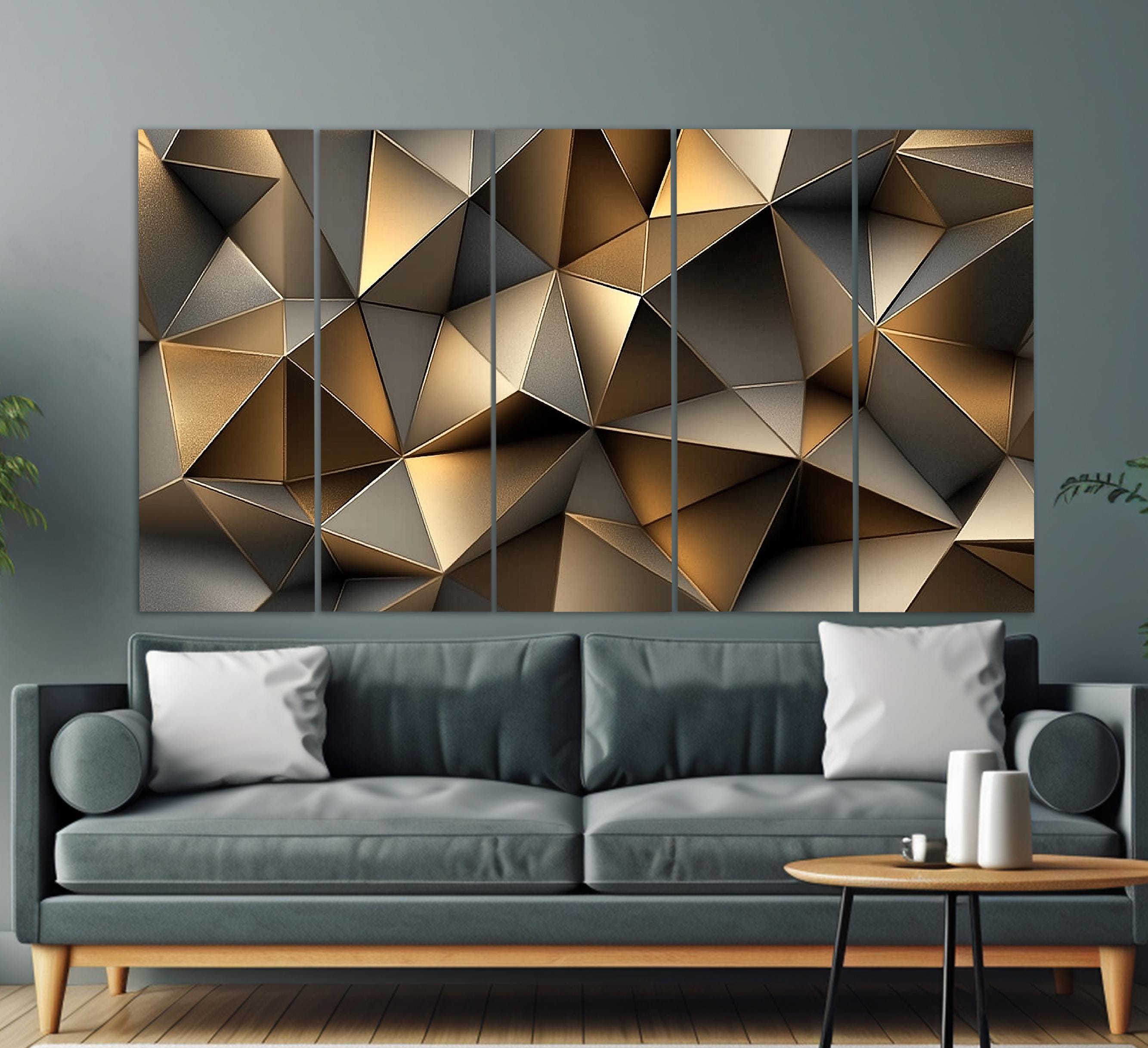 Geometry Wall Art, Bronze Tones Geometric Canvas Print, Abstract Wall ...