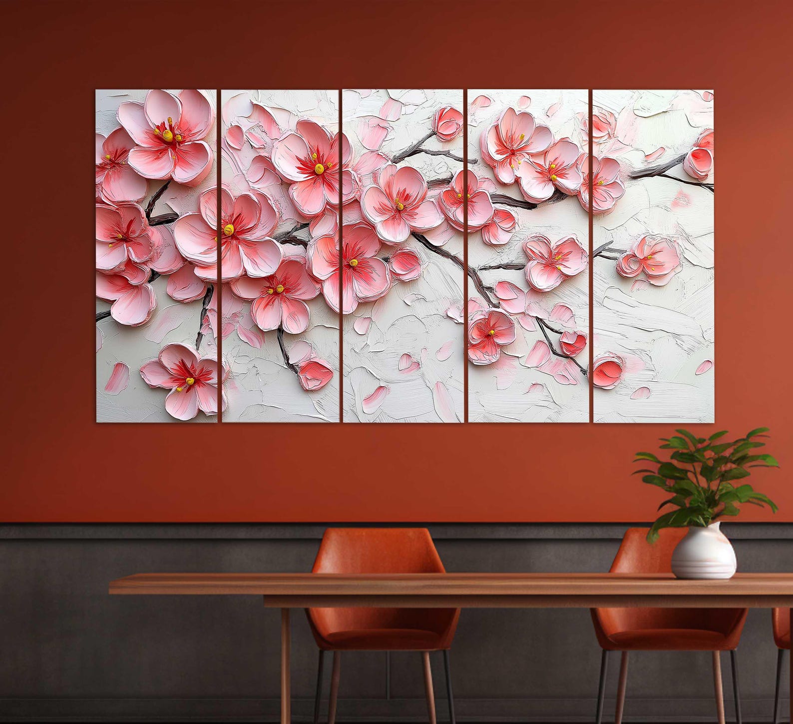 Abstract Cherry Blossom Canvas Print, Japanese Cherry Painting, Soft ...