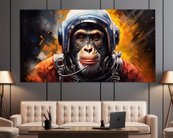 Monkey Astronaut Art Print | Quirky Outer Space Animal Portrait - Etsy