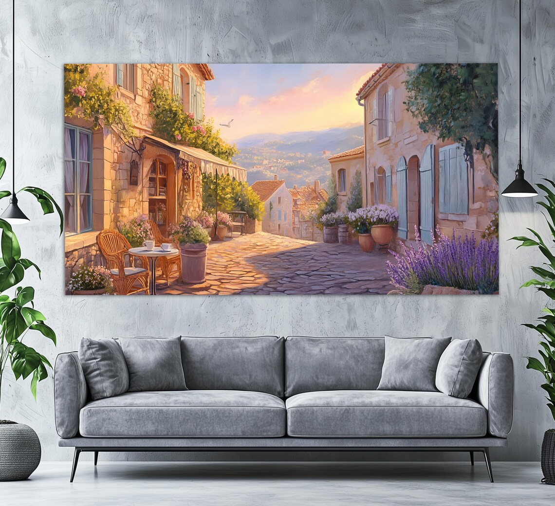Scenic Provence Village Canvas Print in an Oil Painting Style, Scenic ...