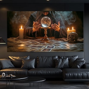Abstract Witch Canvas Print in a Vintage Old Painting Style, Wizard Painting, Gothic Canvas Art, Gothic Poster, Dark Academia Poster