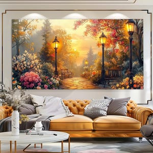 Scenic Park in Provence, France Canvas Print in a Vintage Oil Painting ...