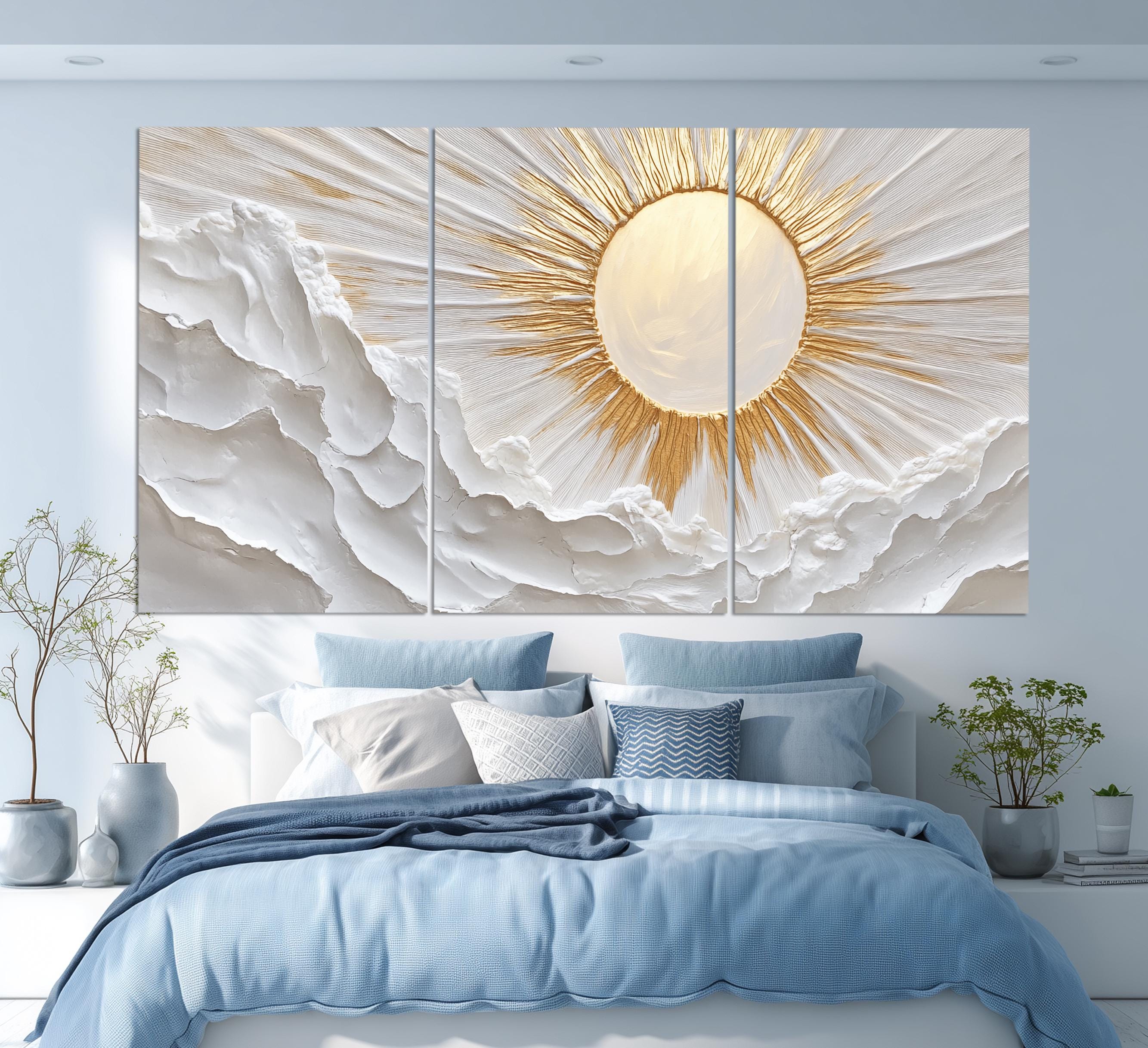 Abstract Sun Canvas Print, Boho Style Sun Painting, Golden Sun Wall Art ...