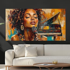 Jazz Wall Art, Jazz Club Decor, Beautiful Ethnic Jazz Singer Canvas Print, Jazz Singer Painting, Ethnic Jazz Singer Poster