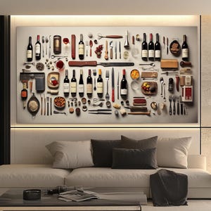 Abstract Wine Wall Art, Abstract Wine Tools Canvas Print, Wine Canvas Art, Winery Wall Decor, Sommelier Gift, Wine Shop Decor