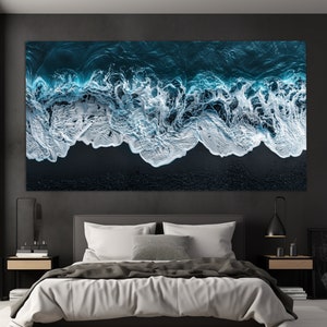 Malerische Meer Leinwand, Ozean Wandkunst, Meeresmalerei, Strand Kabine Wand-Dekor, Meerwasser Leinwanddruck, Malerische Ozean Wandkunst