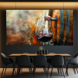 Wine Barrel Canvas Print in a Vintage Oil Painting Style, Vintage Wine Painting, Abstract Wine Wall Art, Wine Shop Decor, Kitchen Wall Decor