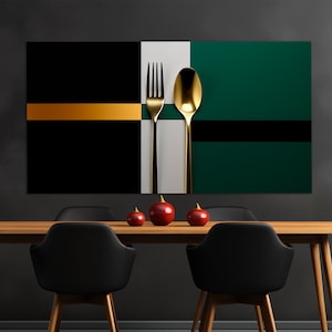 Abstract Fork and Spoon Canvas Print, Cutlery Wall Art, Kitchen Canvas Art, Restaurant Wall Decor, Kitchen Wall Decor, Fork and Spoon Poster